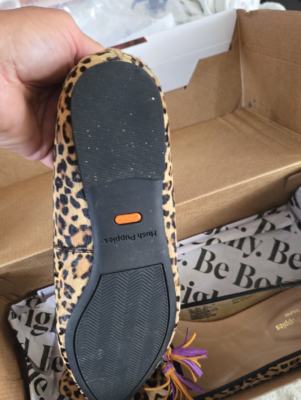 Hush Puppies Women's Leopard Tassel Loafers - Tan/Black - Picture 7 of 7